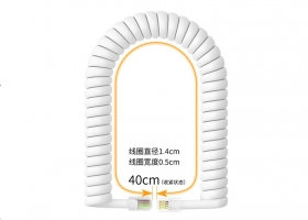 讯浦 电话线卷线 座机听筒线 4P4C插头 拉直长1.8米 白色/黑色 10条装