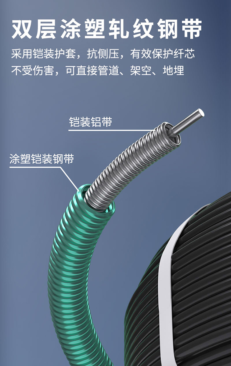 讯浦 GYTA53电信级G652D线芯光缆 单模重铠4-96芯 100米_http://xunpu168.com_所有产品_第4张