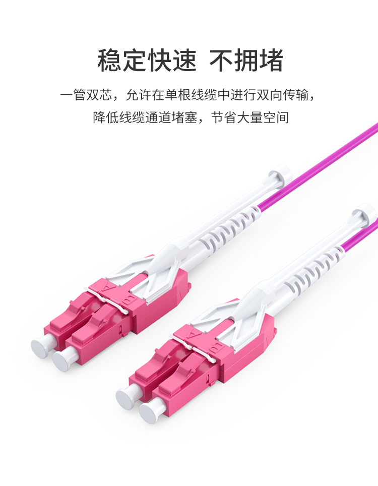讯浦 万兆多模光纤跳线LC-LC OM4一管双芯拉杆推拉式尾纤3米~5米_http://xunpu168.com_所有产品_第4张