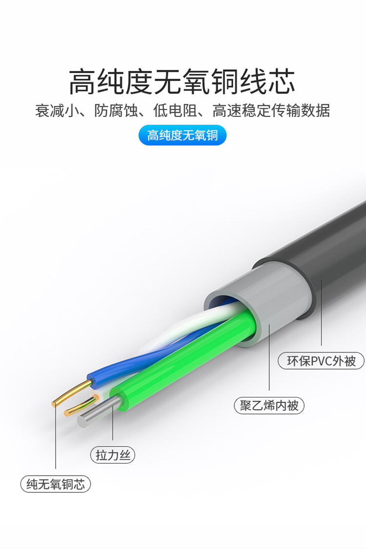 讯浦 室外电话线 二芯单股纯铜 黑色外被 100米_http://xunpu168.com_所有产品_第3张